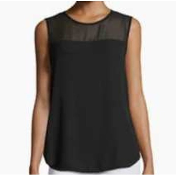 Vince Camuto Tops - Vince Camuto Sleeveless Top‎ Sheer Panel Blouse Black Tank XS